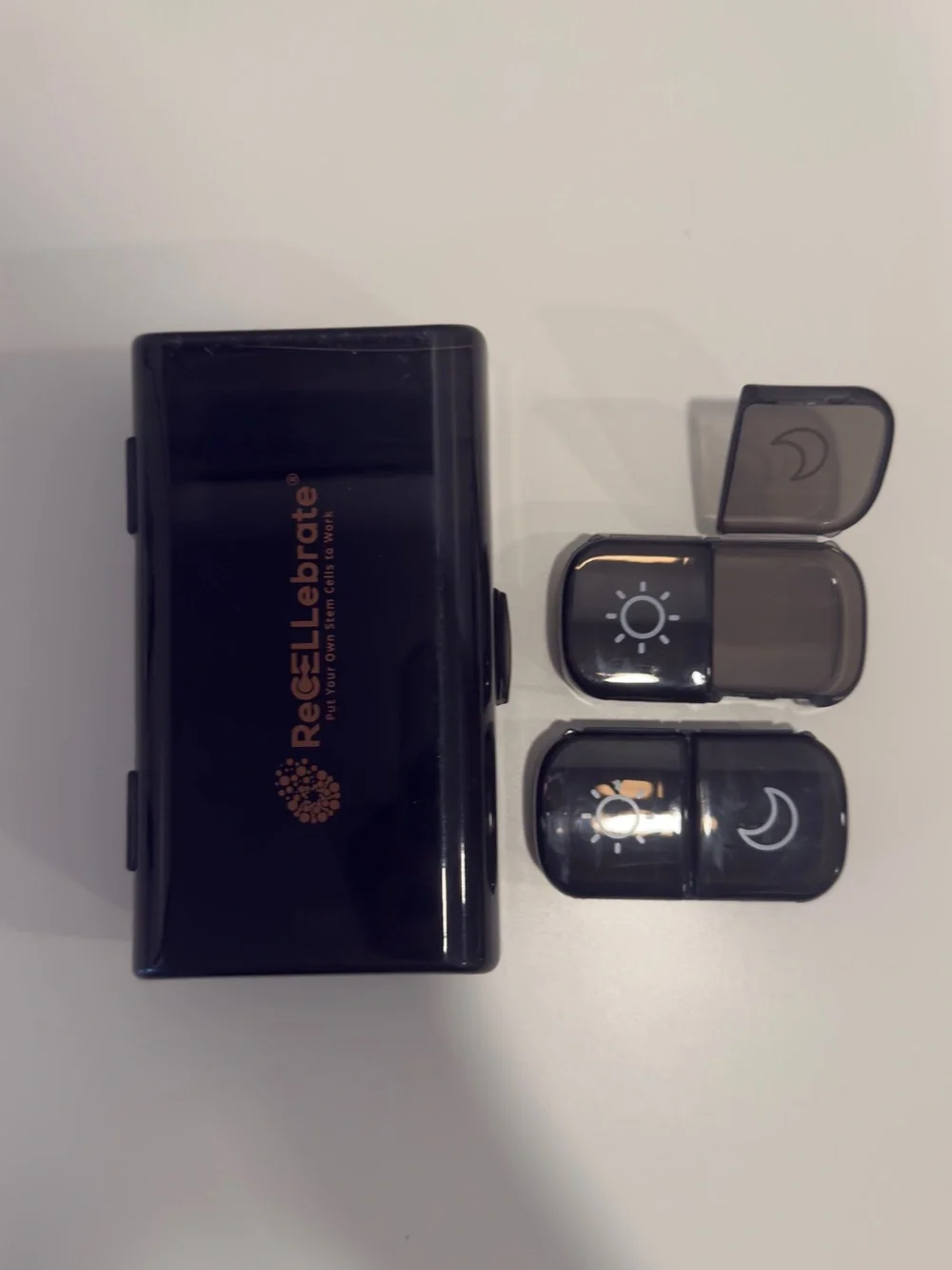 Weekly Pill Organizer with AM/PM Compartments - Black